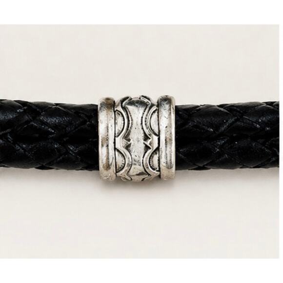 Vintage 1994 Braided Leather Tie Belt Silver Oval Western Boho Coastal Cowgirl main image 4